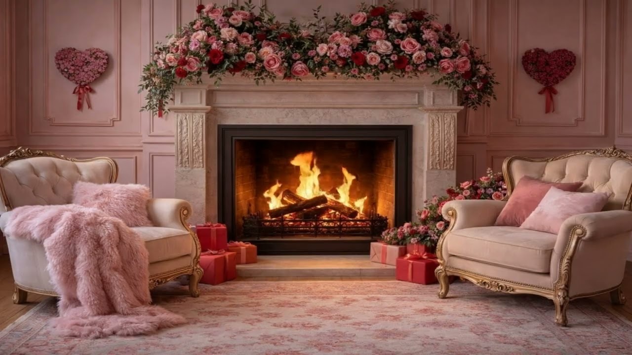 ❤️ The Most Romantic Fireplace Night EVER 🔥 4K Valentine’s Day Ambience for Love & Deep Relaxation