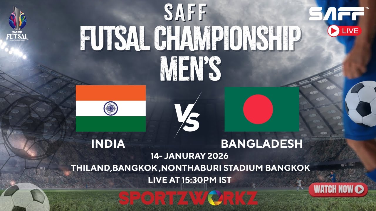 LIVE |SAFF Men&rsquo;s Futsal Championship 2026 | Day 1 &ndash; Match 2 | India vs Bangladesh