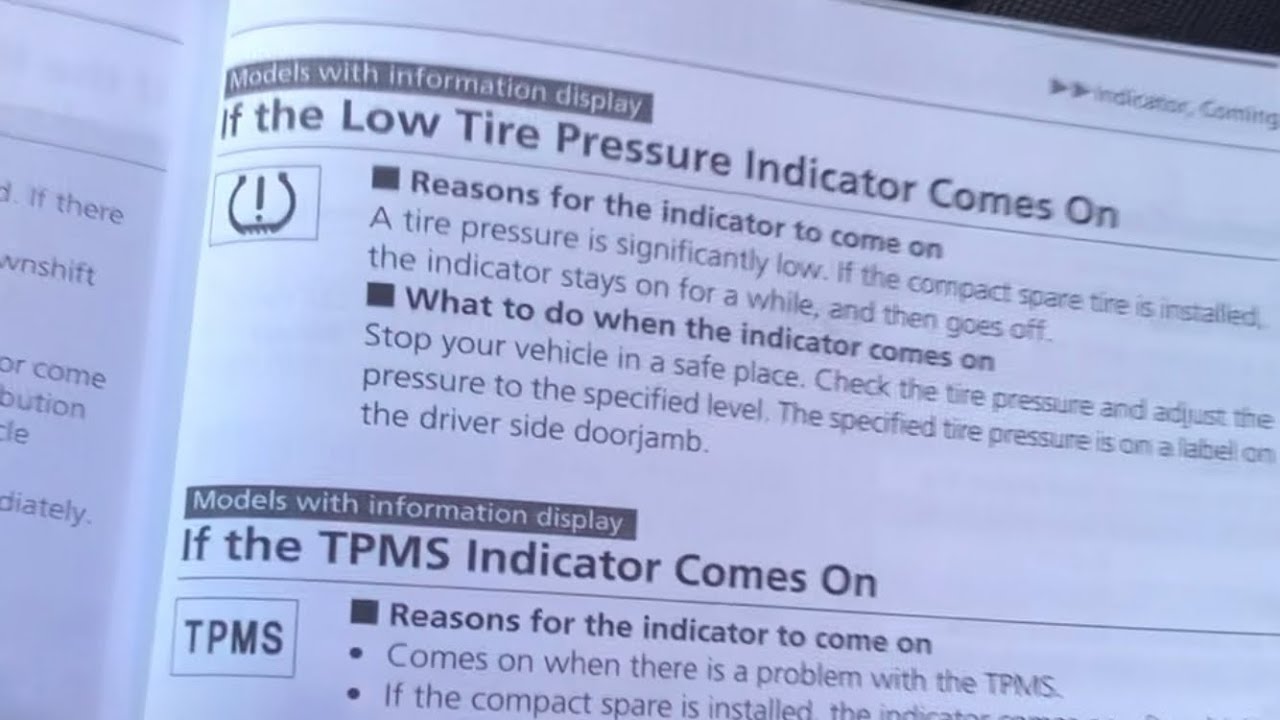 Honda odyssey tpms light on.