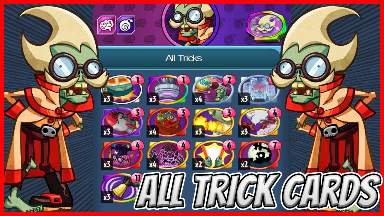 Professor Brainstorm All Trick Cards Challenge - Plants vs Zombies Heroes Gameplay