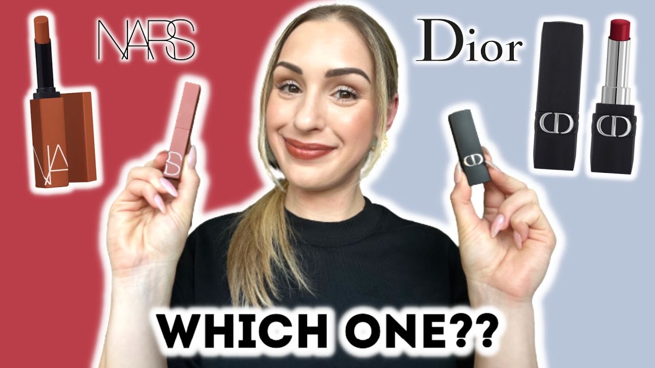 NARS POWERMATTE LONGLASTING LIPSTICK vs DIOR TRANSFER-PROOF LIPSTICKS💪😅 | matte lipstick review