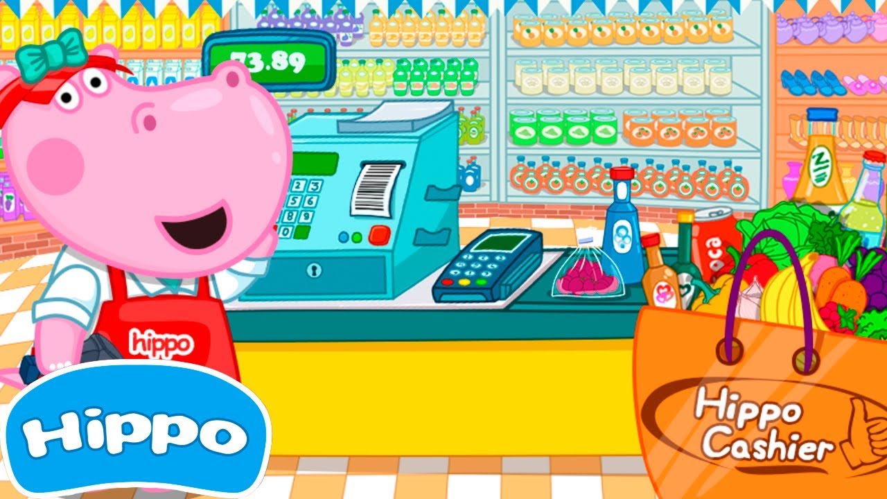 Hippo 🌼 Negozio per bambini 🌼 Cassiere del supermercato 🌼 Gioco del fumetto per i bambini