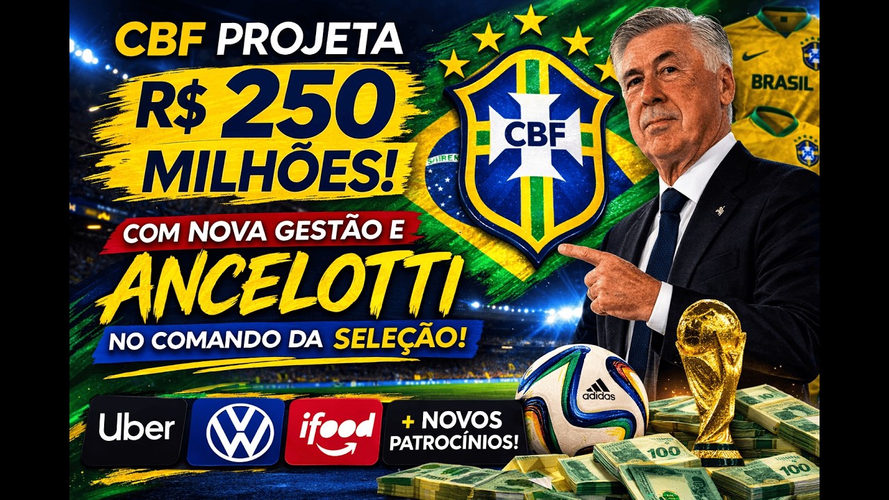 CBF projeta R$ 250 MILHÕES com Ancelotti | Nova gestão dispara patrocínios da Seleção - TV INFOPI