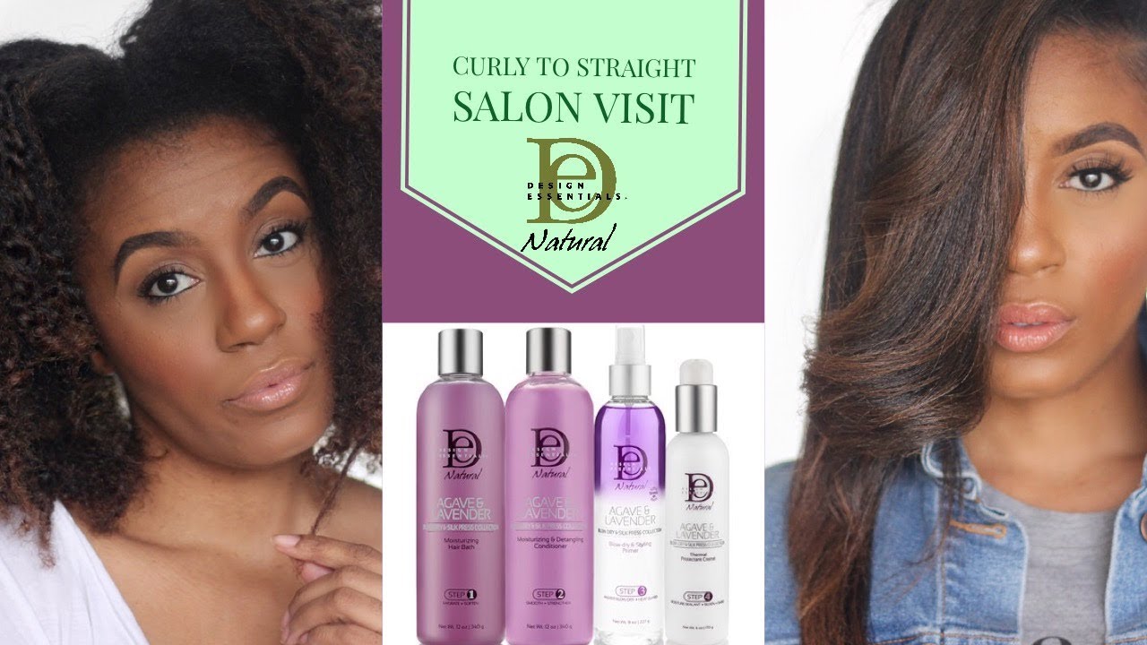 Curly to Straight with Design Essentials Agave  and Lavender Collection