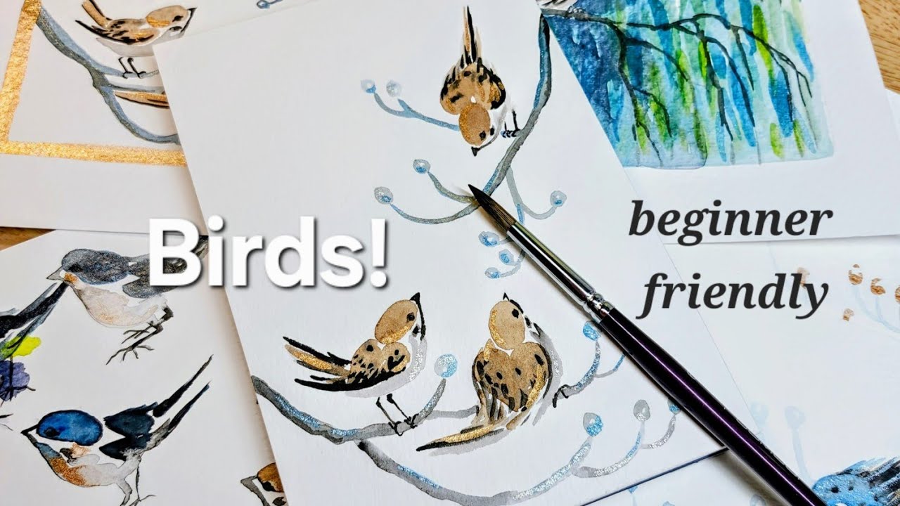 How to paint simple watercolor birds for beginners! 🥰