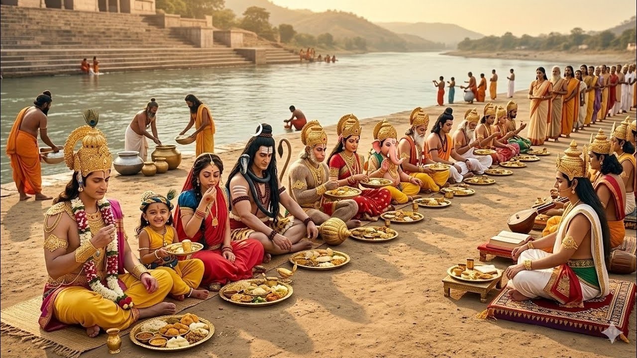 गंगा तट पर दिव्य भंडारा | भंडारे में पहुंचे सभी देवी-देवता | यशोमती मईया के नंदलाला | Krishan Leela