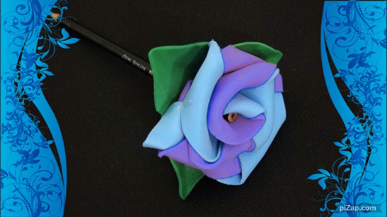 COMO FAZER ROSA DE EVA PONTEIRA DE LÁPIS - Passo a Passo