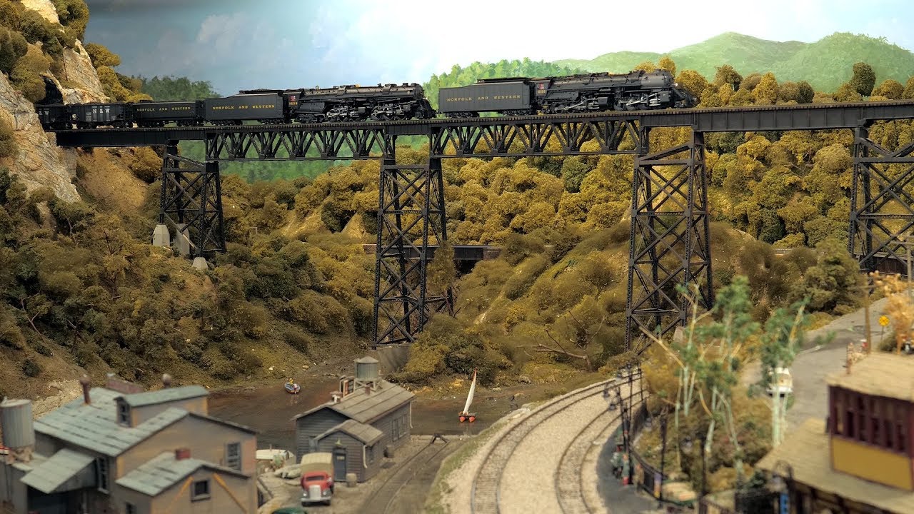 [4K] Three N&W Steamers Haul Coal over the NSMRC - 60 fps