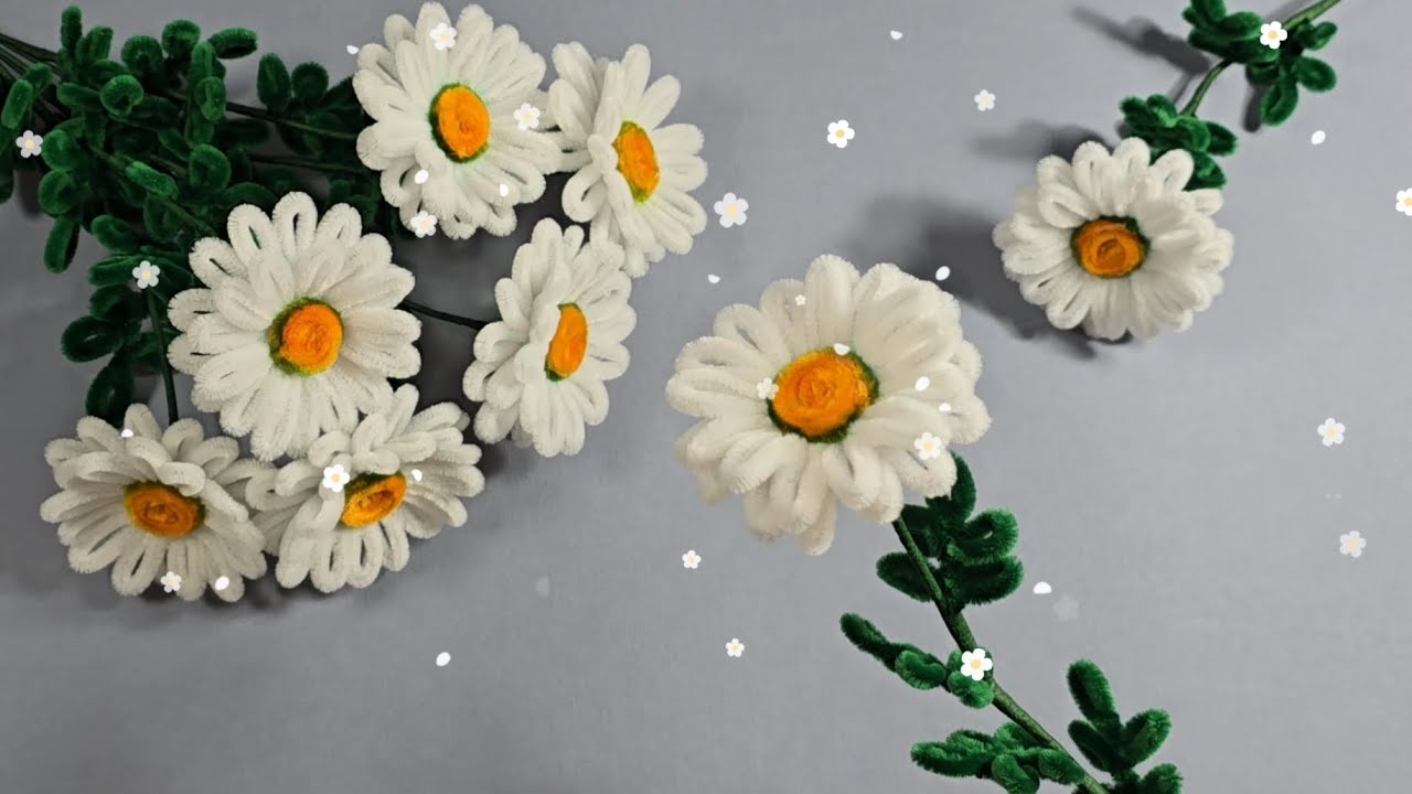 🌸Come fare Margherite con scovolini 🌸#margherita #margherite #diy #fiori #bianchi #scovolini #diy
