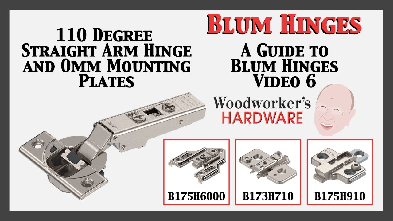 Blum Straight-Arm Hinge for a 110 Degree Opening With 0mm Mounting Plate Options