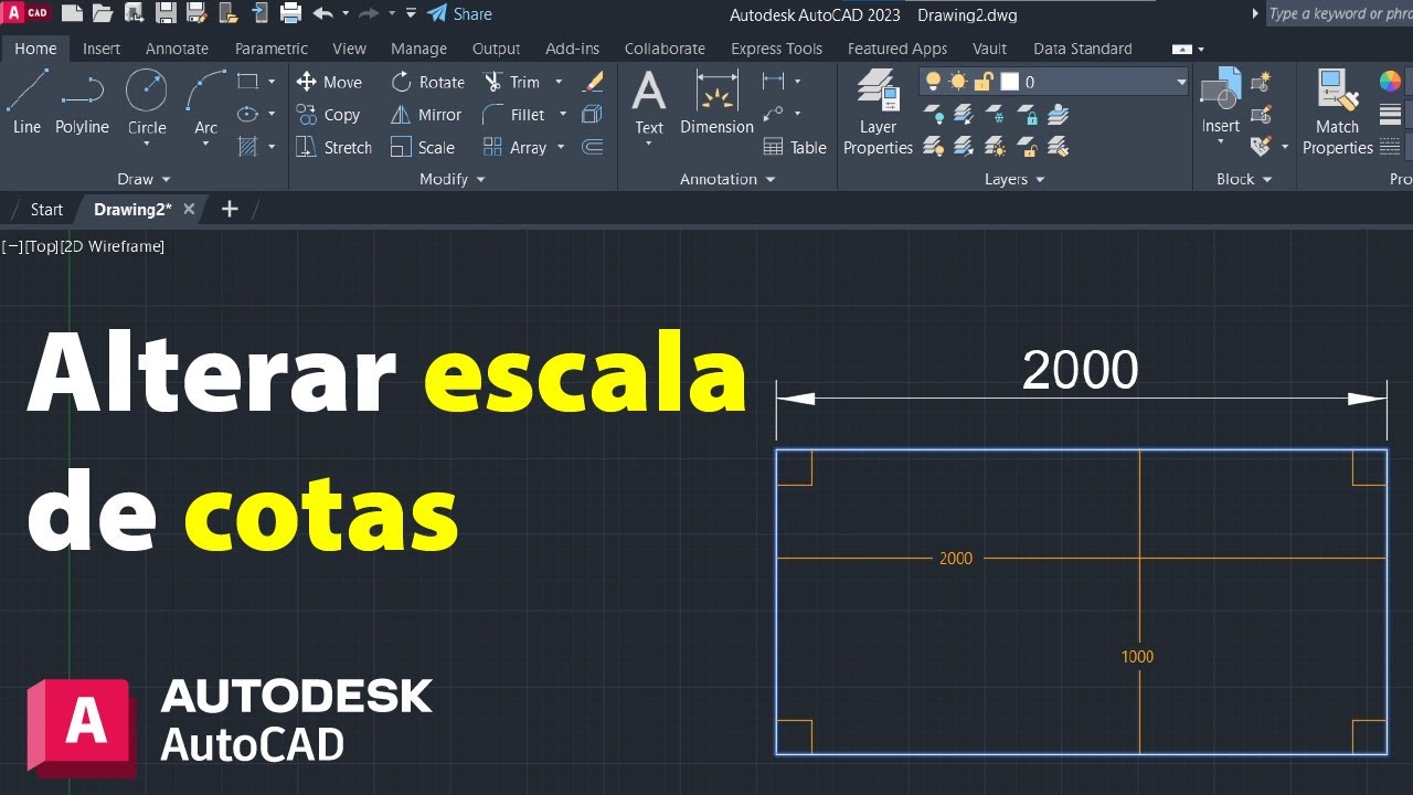 Como alterar escala de cotas no Autodesk AutoCAD 2023