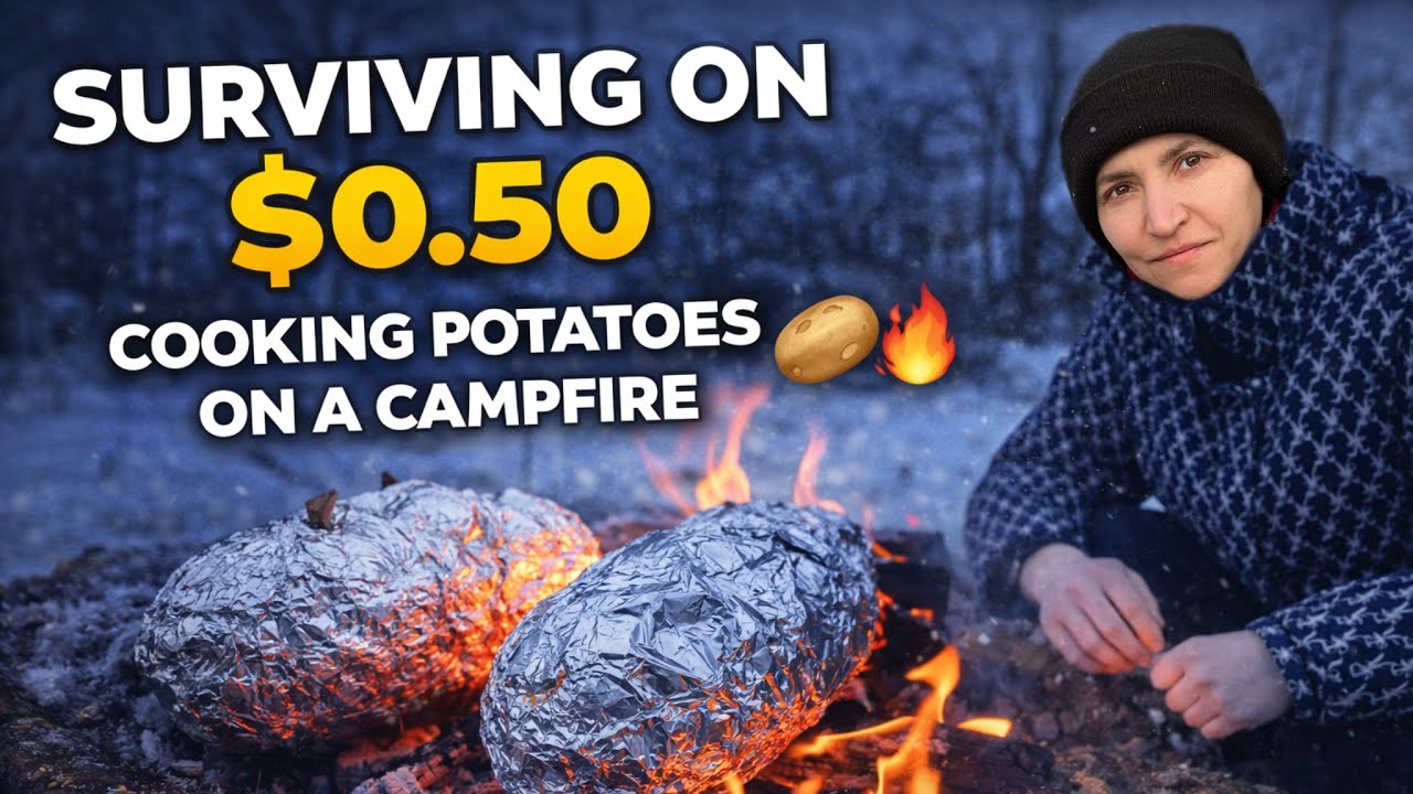 Surviving on $0.50 | Cooking Potatoes on a Campfire 