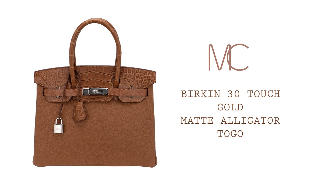 Hermes Birkin Touch 30 Bag Gold Matte Alligator / Togo Limited Edition • MIGHTYCHIC •