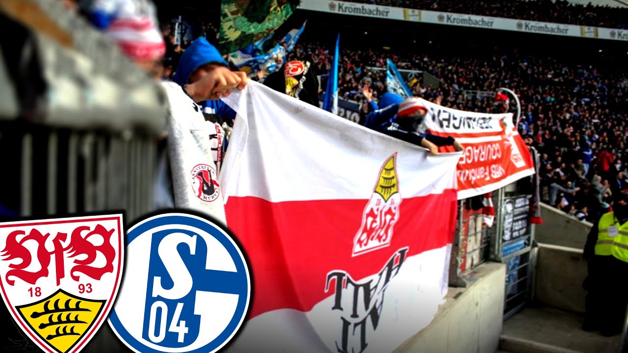 Wie Schalke-Ultras Stuttgarter-Zaunfahnen zogen...