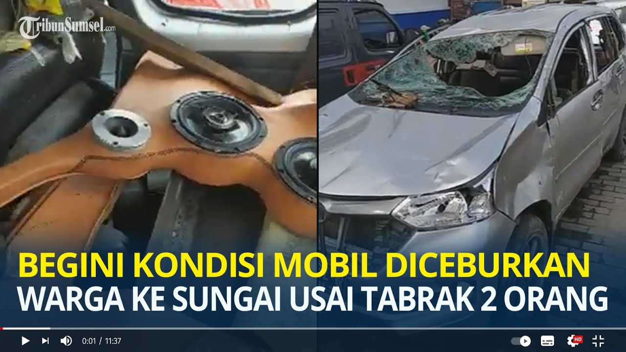 Begini Kondisi Mobil yang Diceburkan Warga ke Sungai Usai Tabrak 2 Orang di Palembang
