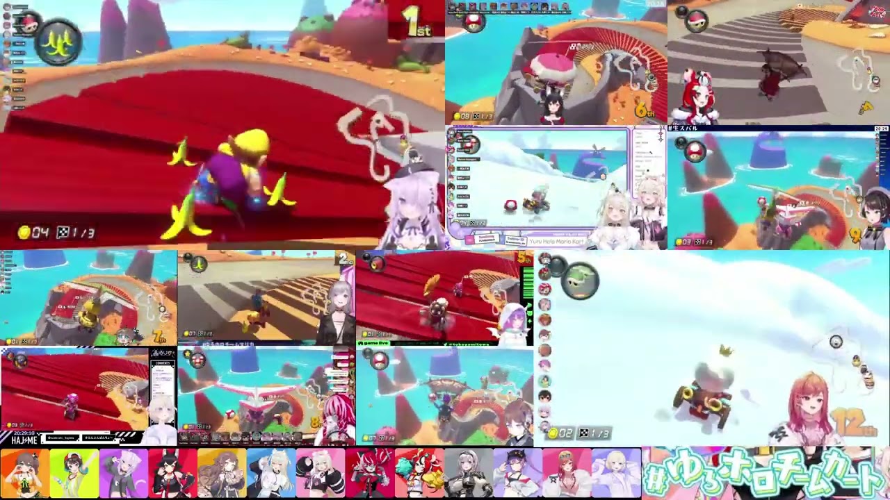 【#ゆるホロチームカート】ゆるホロマリカ！  マリカ 8 （まつり・スバル・おかゆ・ミオ・ノエル・トワ・莉々華・はじめ・ハコス・アーニャ・オリー・フワワ・モココ）2023年12月12 日切り抜き②