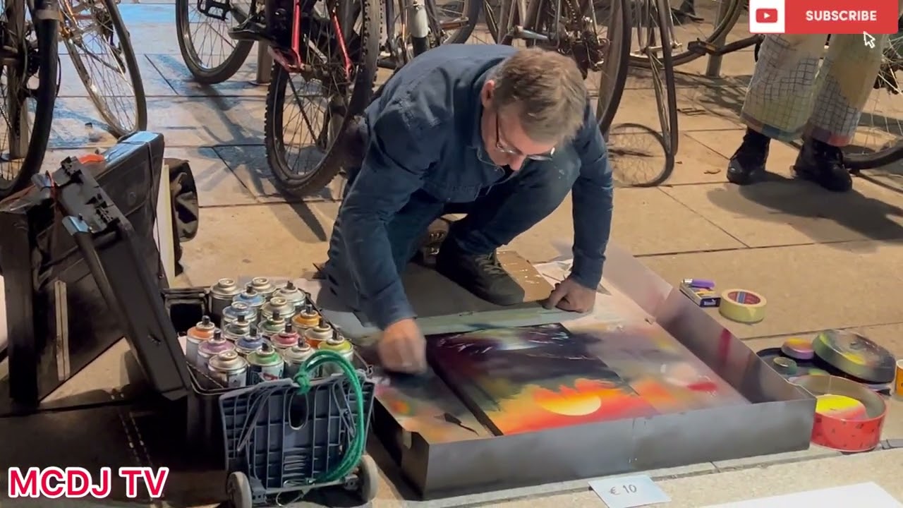 Sunset Paradise Spray Paint Art- Barcelona,Spain