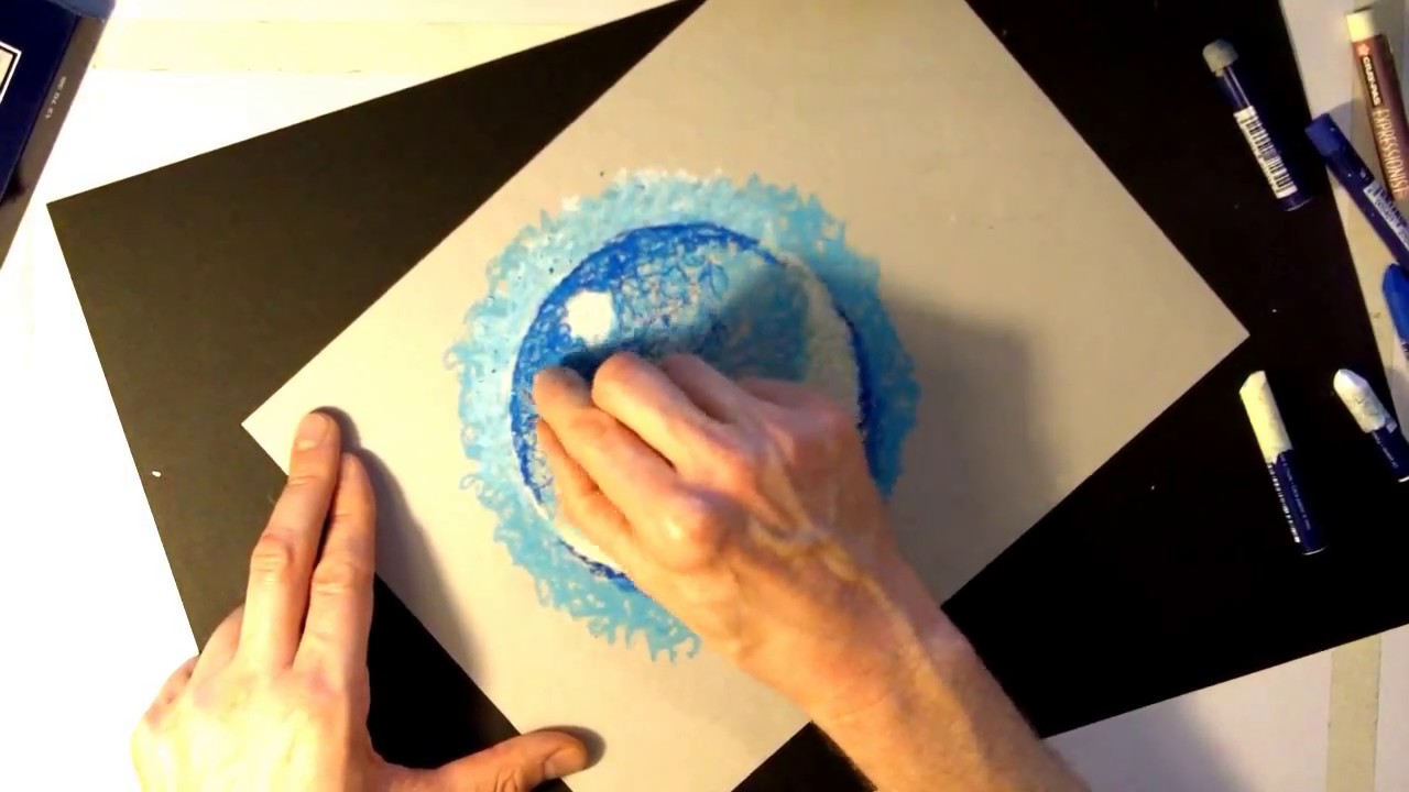 Basic Oil Pastel Techniques : Water Droplet : Rule of 3's TUTORIAL