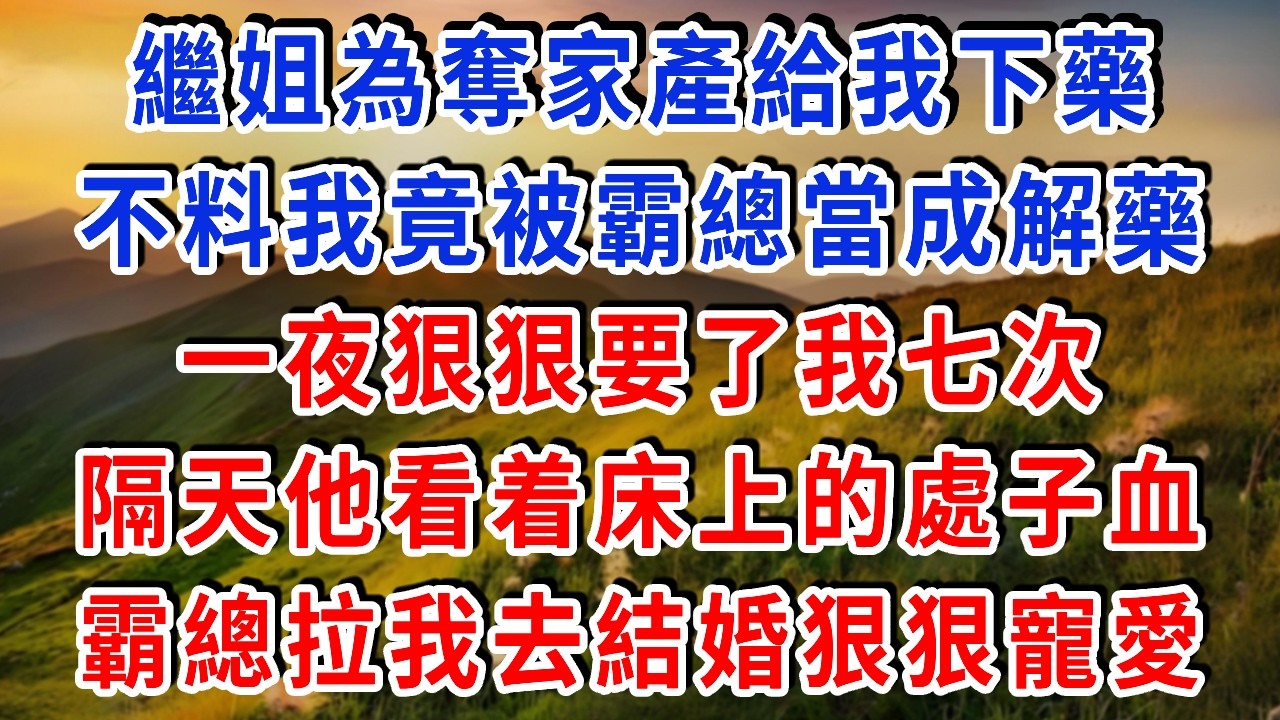 繼姐為奪家產給我下藥，不料我竟被霸總當成解藥，一夜狠狠要了我七次，隔天他看着床上的處子血，霸總直接拉我去結婚狠狠寵愛一輩子！