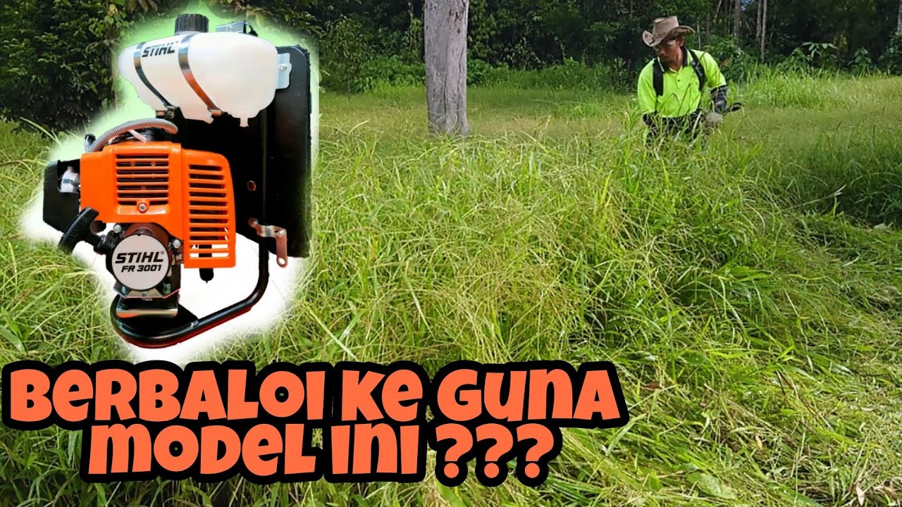 Cara mudah potong rumput guna ENJIN KECIL STIHL FR3001 30CC|Overgrown lawn/yard make over.