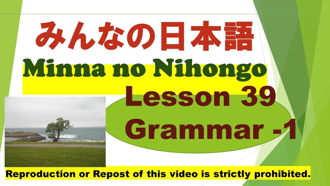 Minna no Nihongo Lesson 39 Grammar -1 みんなの日本語　第39課　文法（ぶんぽう）－１