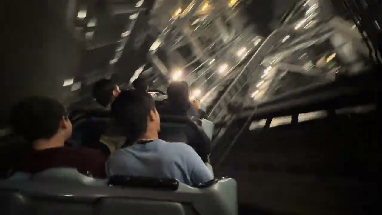 Space Mountain lights on and pushed to the station Disneyland 2026