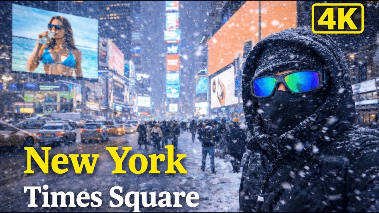 New York Times Square Snow Walk ❄️ NYC Blizzard in 4K | Silent & Real |#newyork   #timessquare
