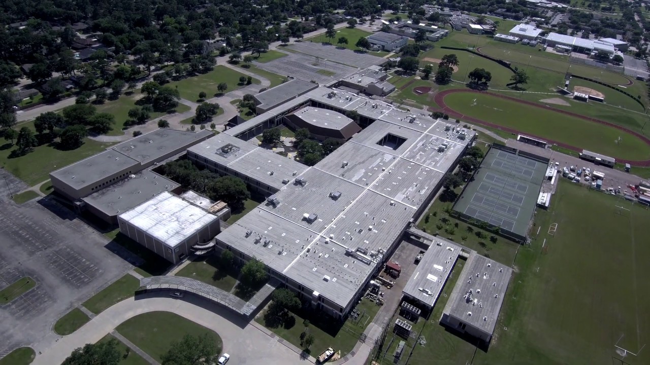 Empty Spring Woods High School During Coronavirus Pandemic (4K Drone)