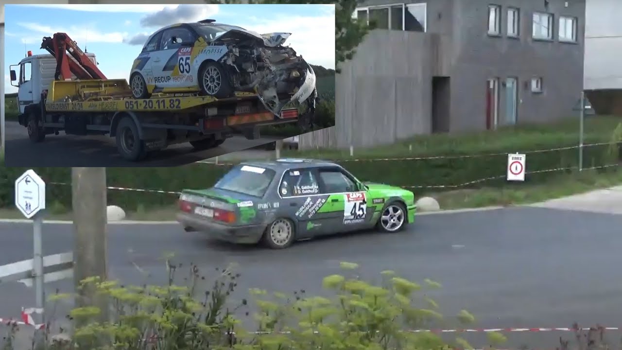 Rally van Staden 2023 - SS12: Westrozebeke 4 - all cars in fast corner (raw footage) + after-crash