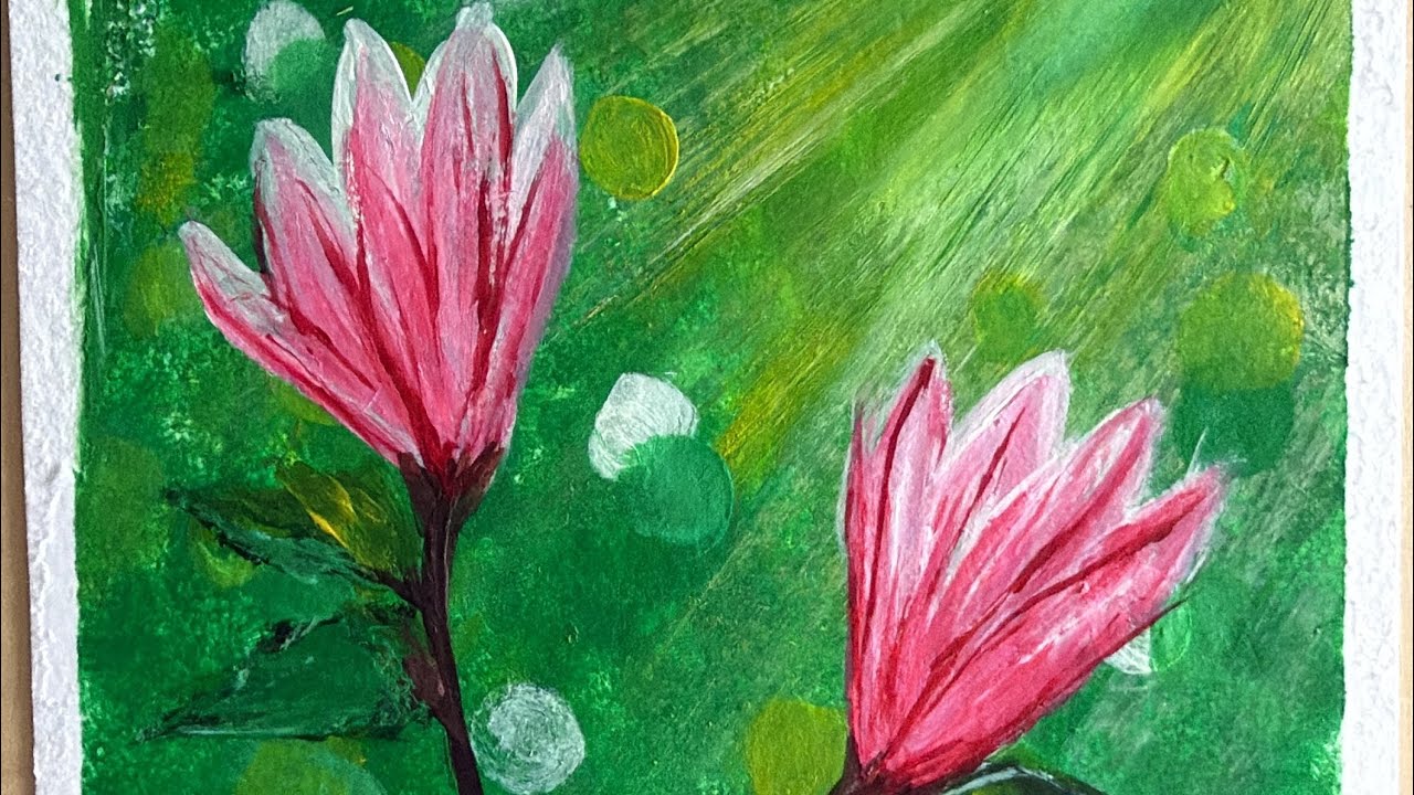 Blooming in the Glow|Easy acrylic painting on a beautiful flowers under sun rays 