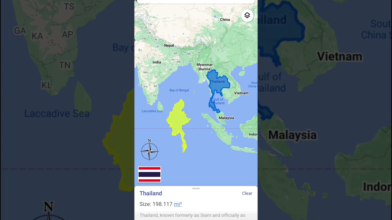 Myanmar vs Thailand-Size comparison ##map #geography #foryou #fyp #fypシ #viral #shorts