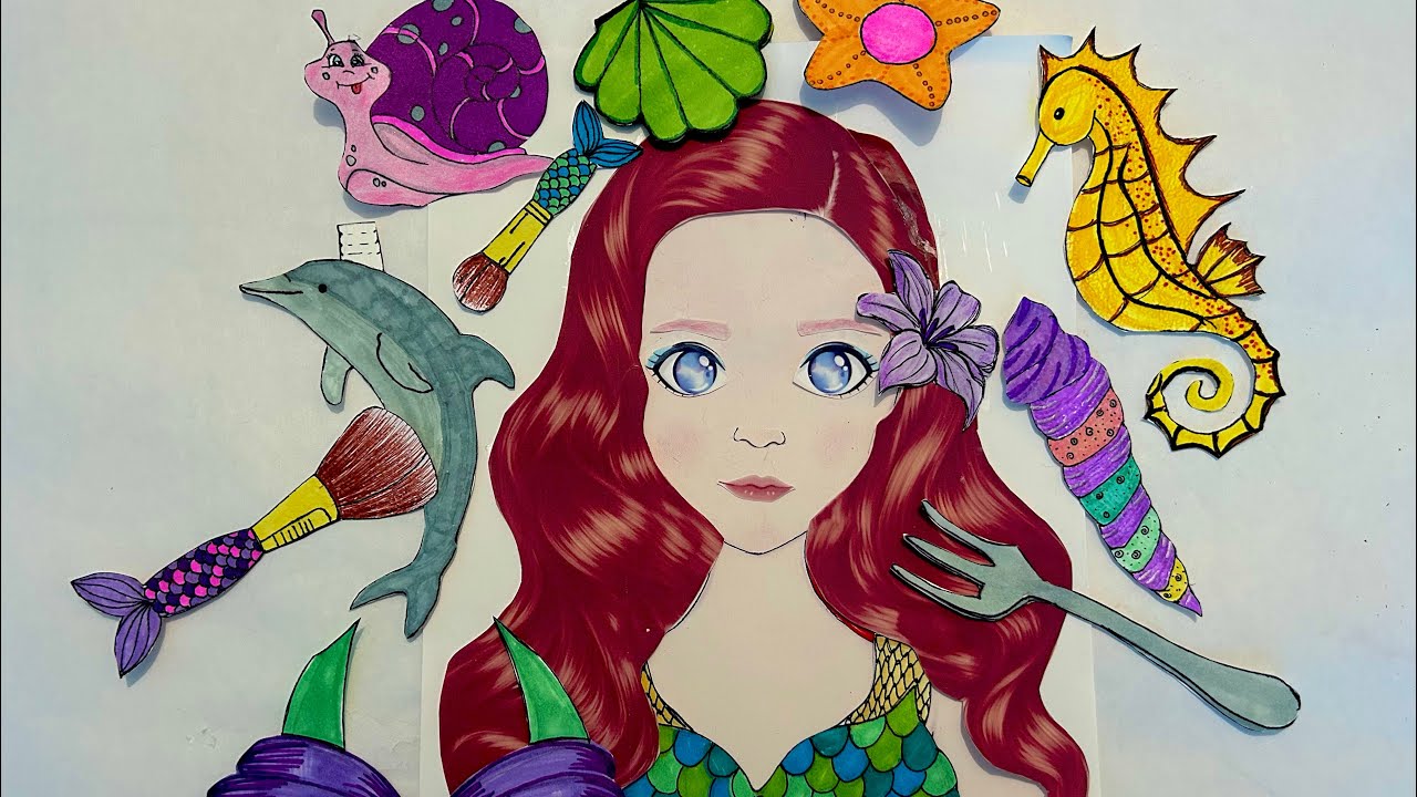 Asmr día de spa y maquillaje a sirena papel / Asmr mermaid spa and makeup day with paper cosmetics