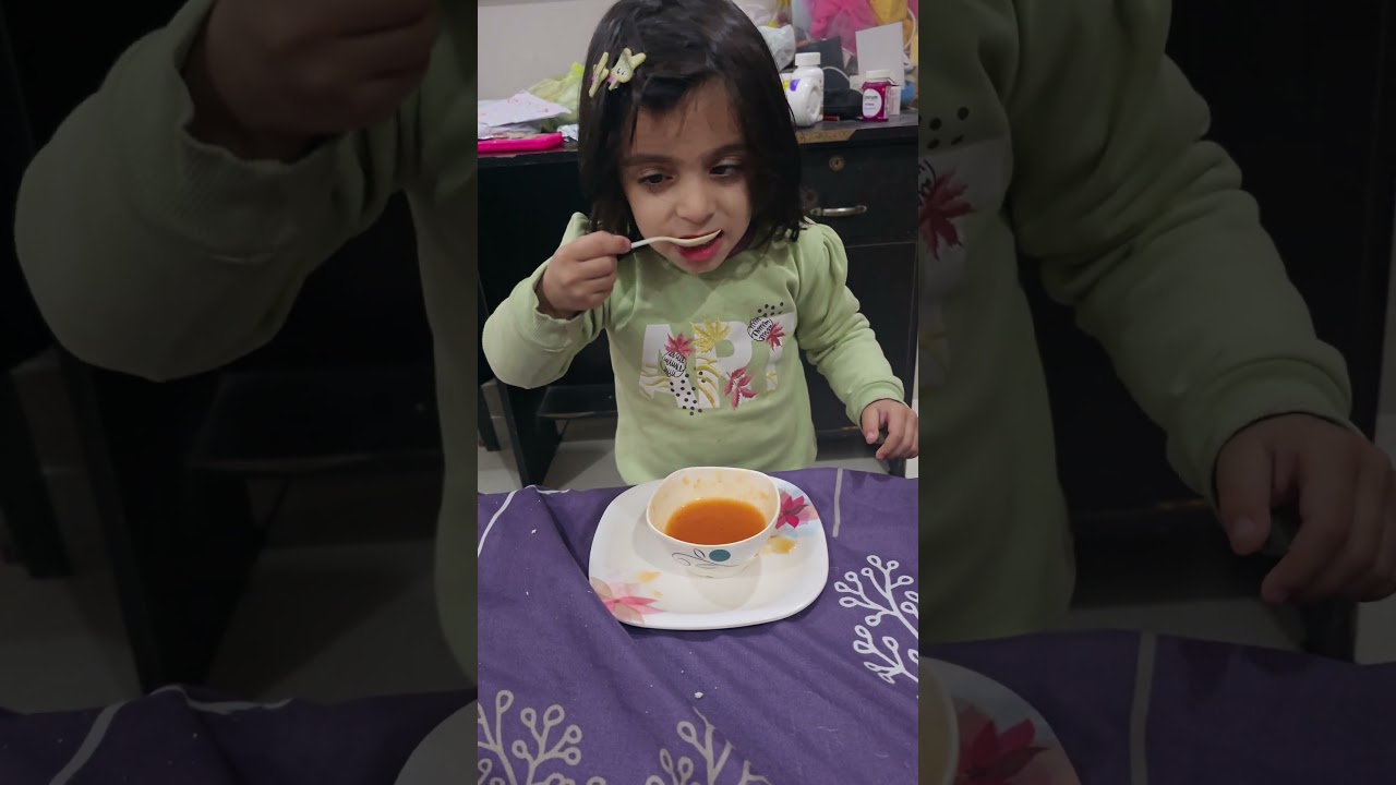 aarya drinking soup