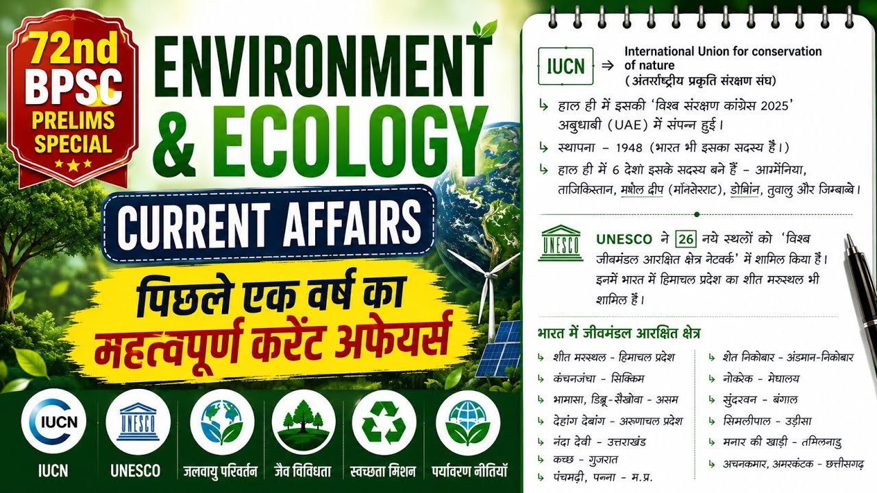 Vision IAS PT 365 Ecology Notes || 72 BPSC Prelims || Current Affairs ||  @IASPCSCentre #bpsc