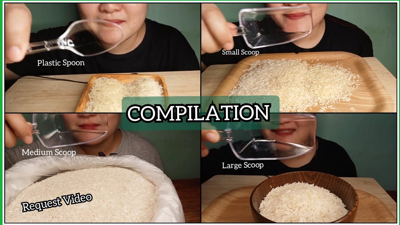 COMPILATION EATING RAW RICE| Using Transparent Spoon and Scoop|Request Video @Joylorna8