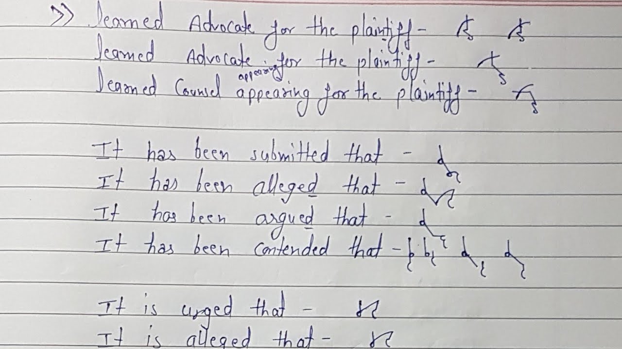 Legal Phrases | 24 |  Shorthand Outlines For All Courts' Shorthand Skill Test.
