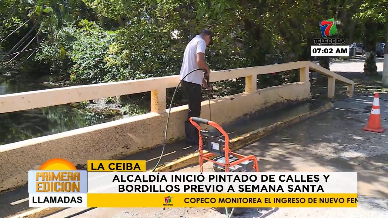 Alcaldía Ceibeña inicio pintado de calles y bordillos previo a la Semana Santa 2026