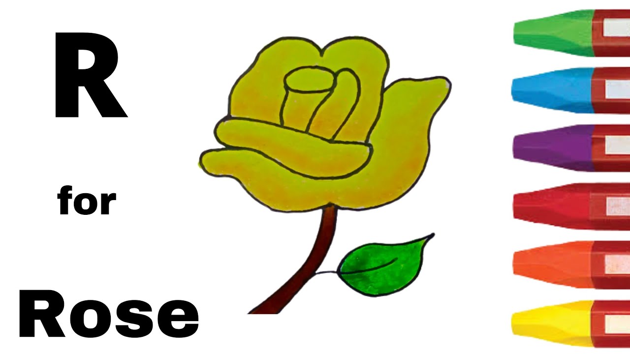 How To Draw a Rose for Kids // R for Rose Drawing // Children Art Book