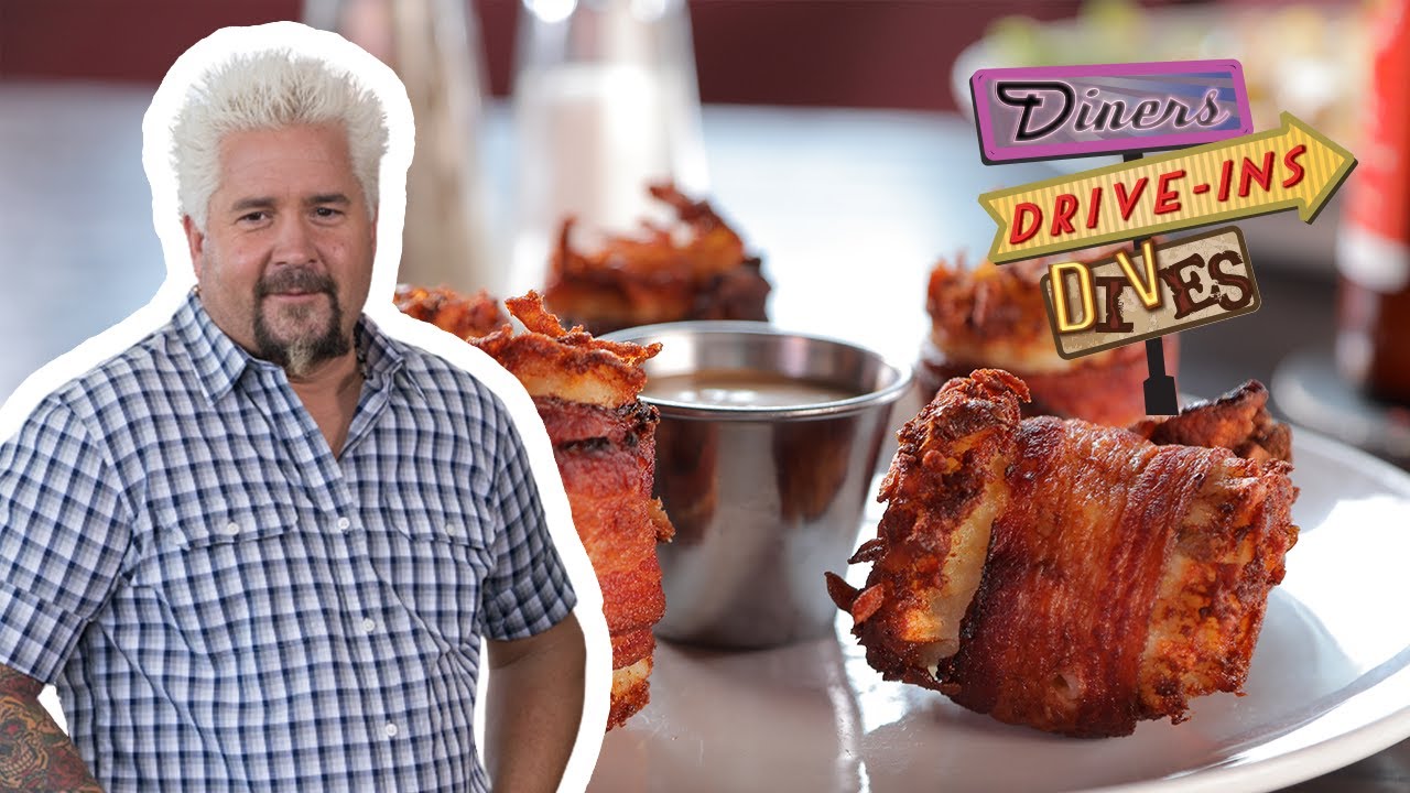 Guy Fieri Eats Bacon-Wrapped Tots | Diners, Drive-Ins and Dives | Food Network