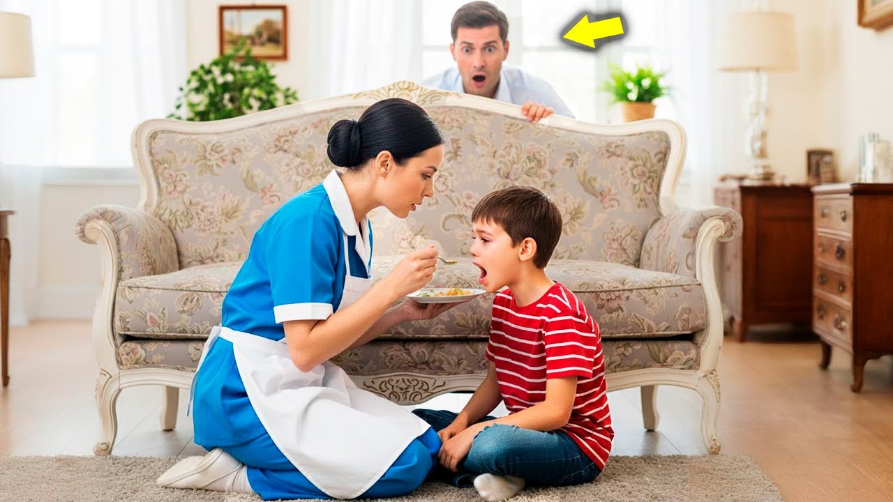 FAXINEIRA ALIMENTAVA EM SEGREDO O FILHO DO MILIONÁRIO QUE ERA MALTRATADO! MAS QUANDO ELA REVELA...😱