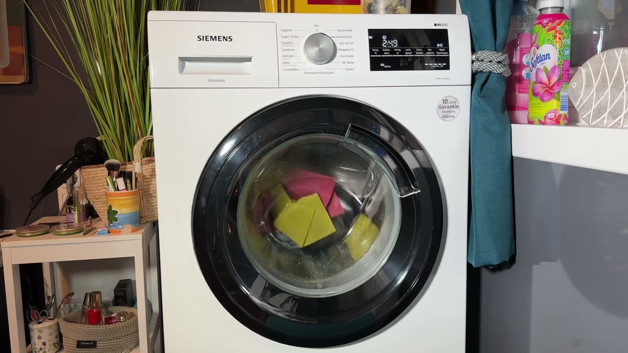 Entspannungswaschen Siemens iQ500 Waschmaschine (WaMa) Baumwolleprogramm 90° Kochwäsche ASMR (LoFi)