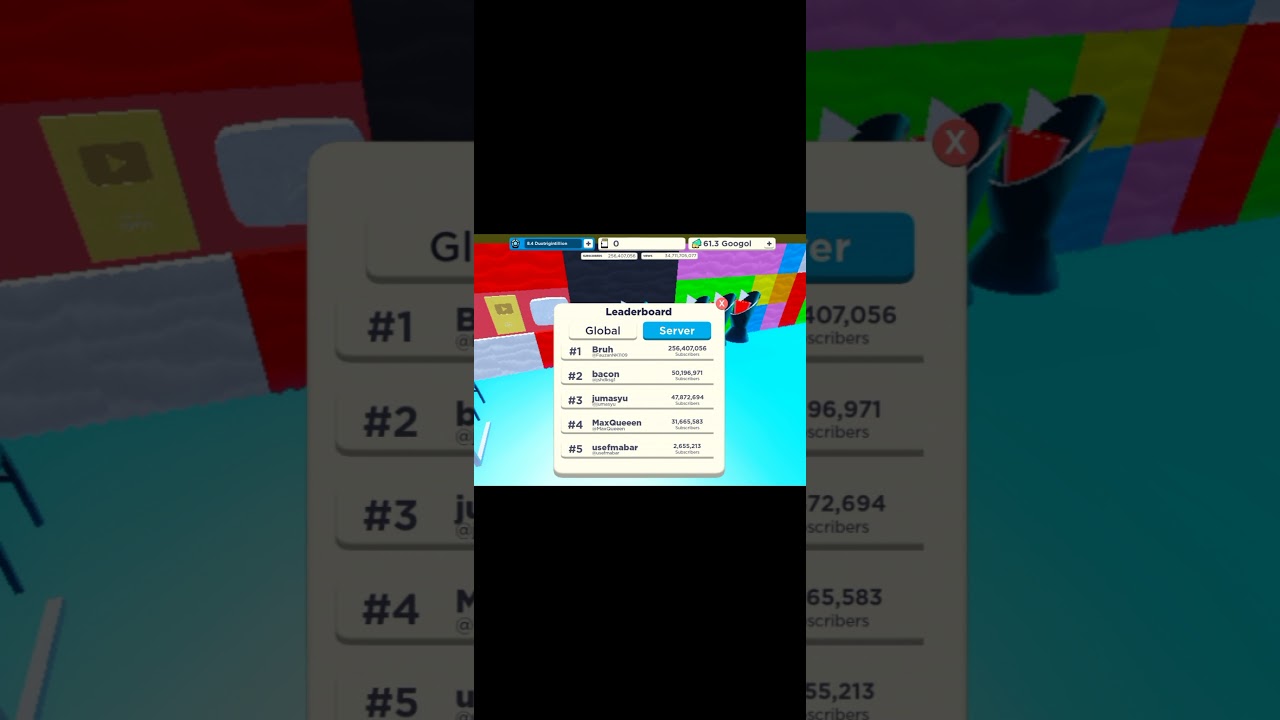 we hit 256 Million subscribers in YouTube Simulator X Roblox #256Million #Roblox #YTSX #shorts