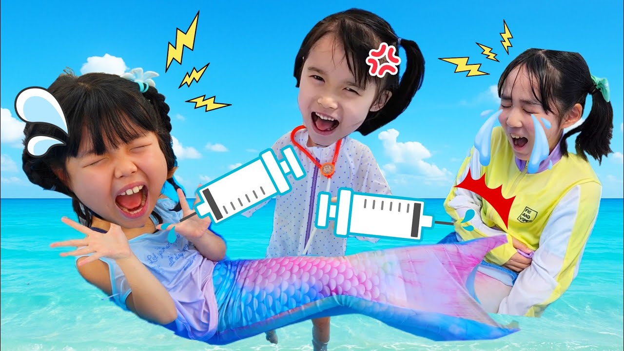 【寸劇】人魚がおなか痛い！注射こわいよ～！お医者さんごっこ 病院ごっこ 手当ごっこ人魚まとめ