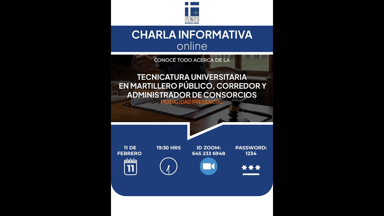 Charla sobre la Tec. Universitaria en Martillero Público, Corredor y Administrador de Consorcios (P)