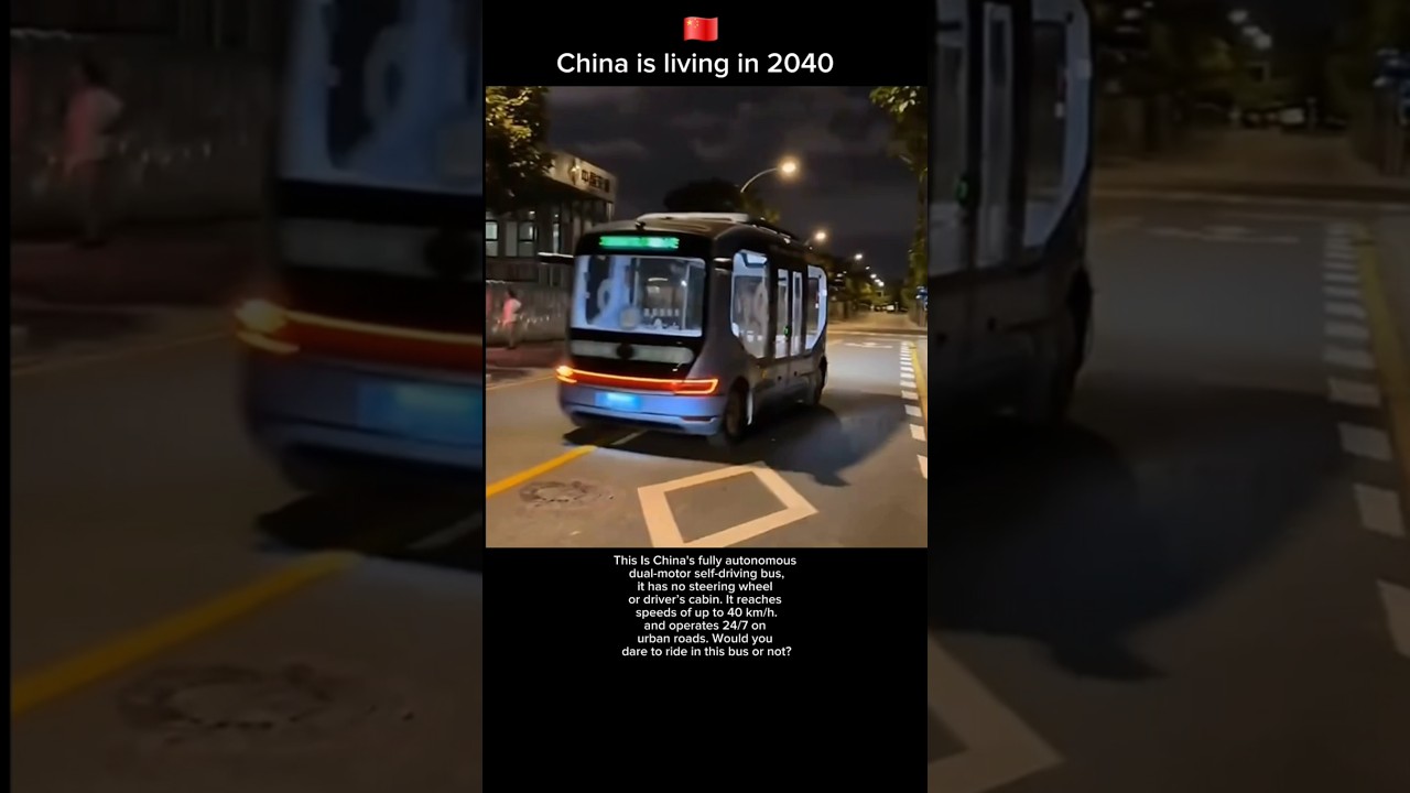 China's fully autonomous AI powered self driving bus. #china #deepseek #ai