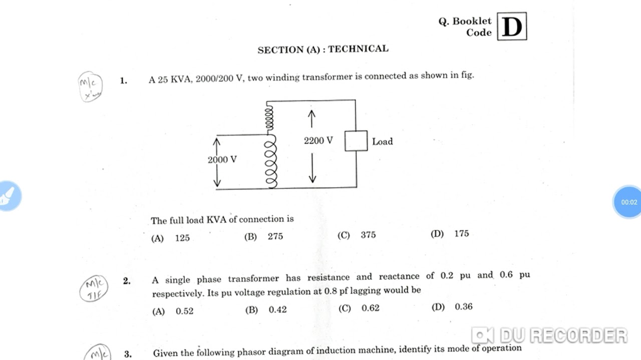 APGENCO-2012-Electrical AE QUESTION PAPER