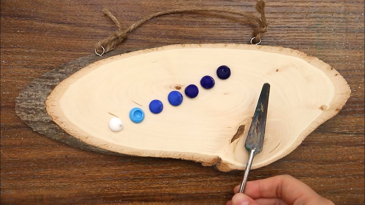 How To Draw Acrylic Paint On The Wooden Doorplate #791｜Northern Lights｜Satisfying Relaxing ASMR