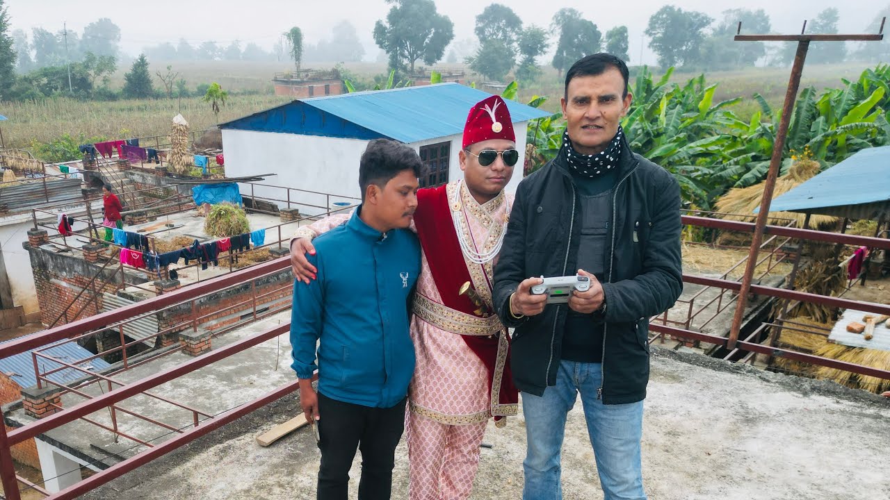 #What does Anendra and Lajjawati's wedding house look like from sky?