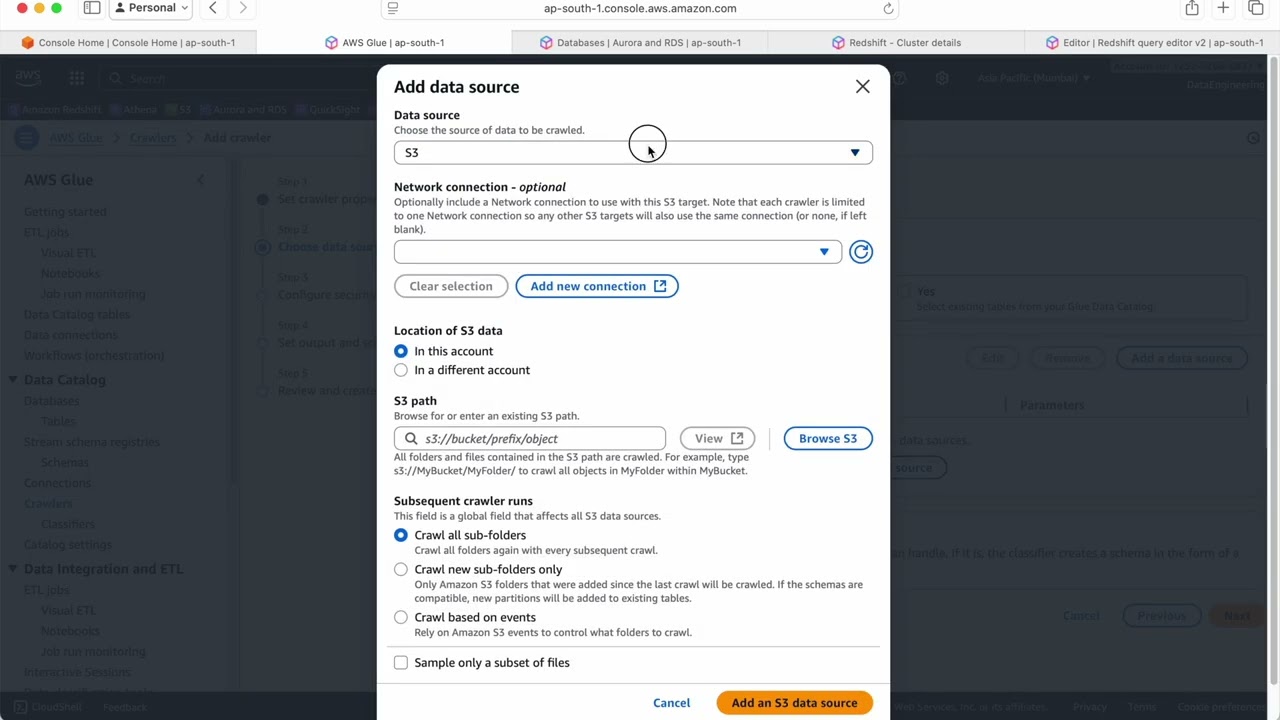 13. AWS Glue Batch &mdash; ПРАКТИЧЕСКОЕ ПРИМЕНЕНИЕ: соединение и поиск клея для Redshift