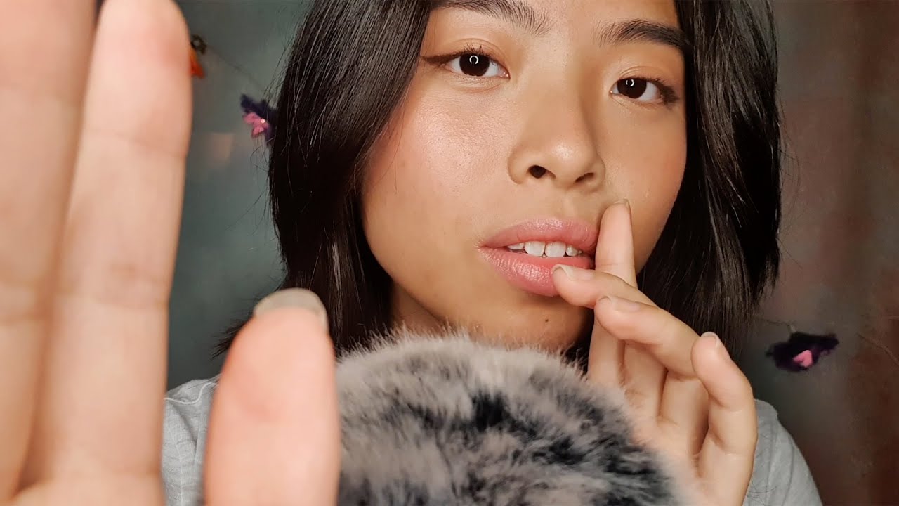 ASMR Sleepy Whispers To Relax You 🌙 (Trigger Words, Hand Movements, Fluffy Mic Touching)
